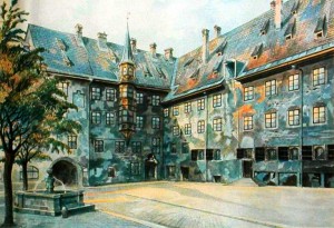 'The Courtyard of the Old Residency in Munich' ~ watercolour by Adolf Hitler 1914
