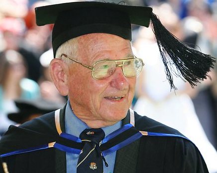 Allan Stewart, the World's oldest university graduate aged 97 years old at the Southern Cross University graduation on 4th May 2012