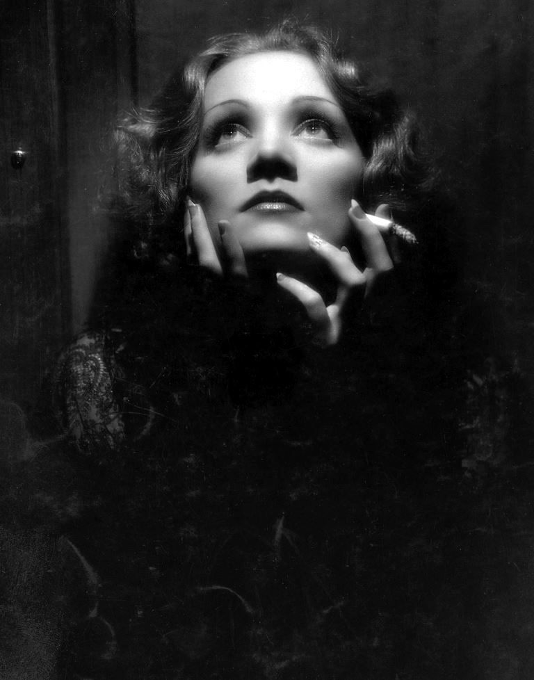Marlene Dietrich Shanghai Express movie 1932 black & white photo by Josef von Sternberg smoking cigarette