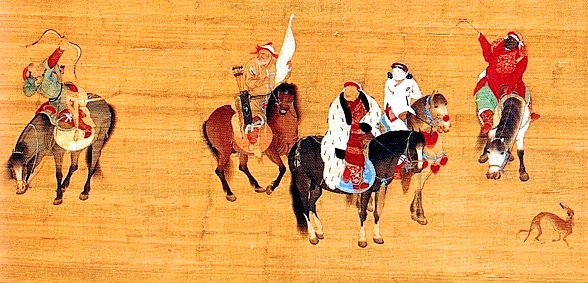 Painting of Kublai Khan, the ruler of the Mongol Empire by Chinese court artist Liu Guandao in 1280