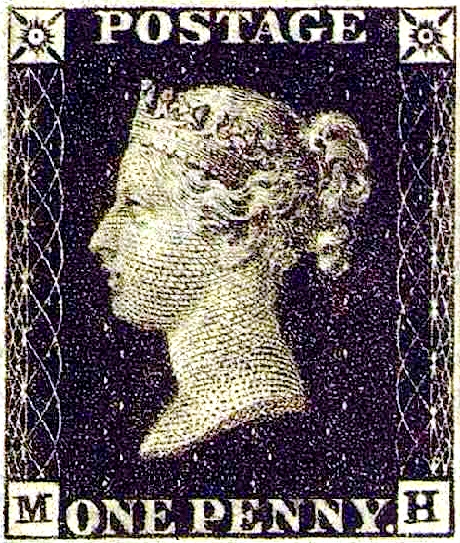 The Penny Black, the World's 1st adhesive postage stamp featuring Queen Victoria ~ 1st May 1840