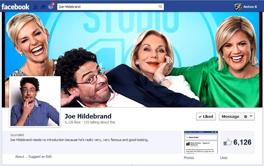 Joe Hildebrand official Facebook Studio 10 show TV presenters Jessica Rowe Joe Hildebrand Ita Buttrose Sarah Harris
