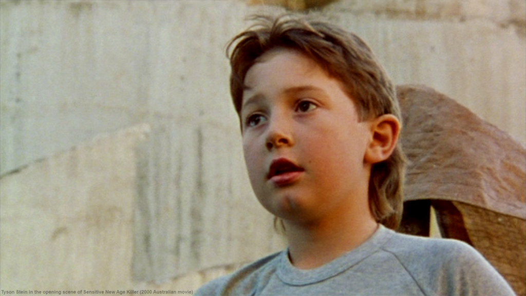 Tyson Stein as a young boy Paul Morris in the opening scene, as he witnesses a murder in Sensitive New Age Killer (2000 Australian movie)