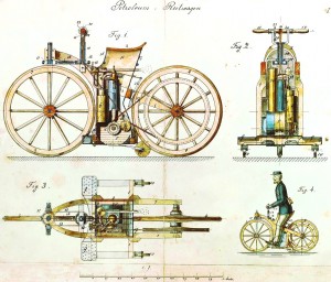 Daimler Reitwagen riding wagon patent 29th August 1885 Gottlieb Daimler first motorcycle designs internal combustion invention