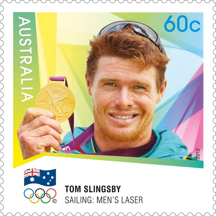 Tom Slingsby Sailing Men's Laser medal Australian Gold Medallist stamps 2012 London Olympics 60cent postage stamp collectable souvenir