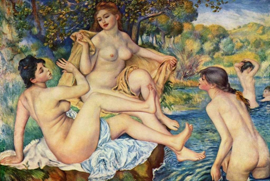 The Large Bathers Pierre-Auguste Renoir oil painting on canvas 1887 nude women bathing naked river water pool art