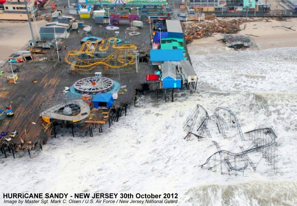 Hurricane Sandy Casino Pier Seaside Heights NJ New Jersey Shore boardwalk beach coast damage aerial photo by Master Sgt. Mark C. Olsen 2012