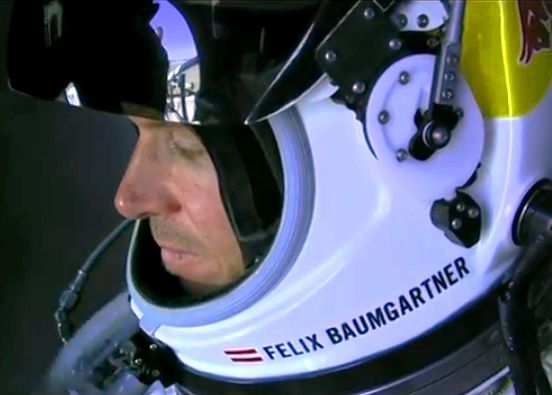 Red Bull Stratos Felix Baumgartner helmet Austrian skydiver Mission edge Space World record Roswell New Mexico USA 11.44am 9th October 2012