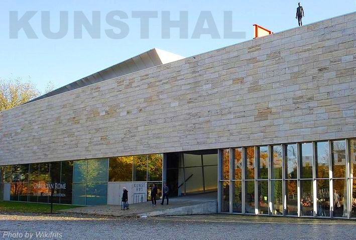 Kunsthal museum Rotterdam Netherlands art exhibition dutch cafe man on roof sculpture stolen paintings Picasso Monet photo by Wikifrits