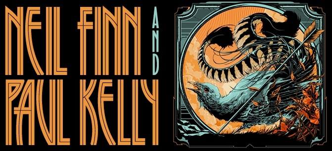 Neil Finn & Paul Kelly 2013 Australian Tour music concert gig Lyrebird arrow art cover banner