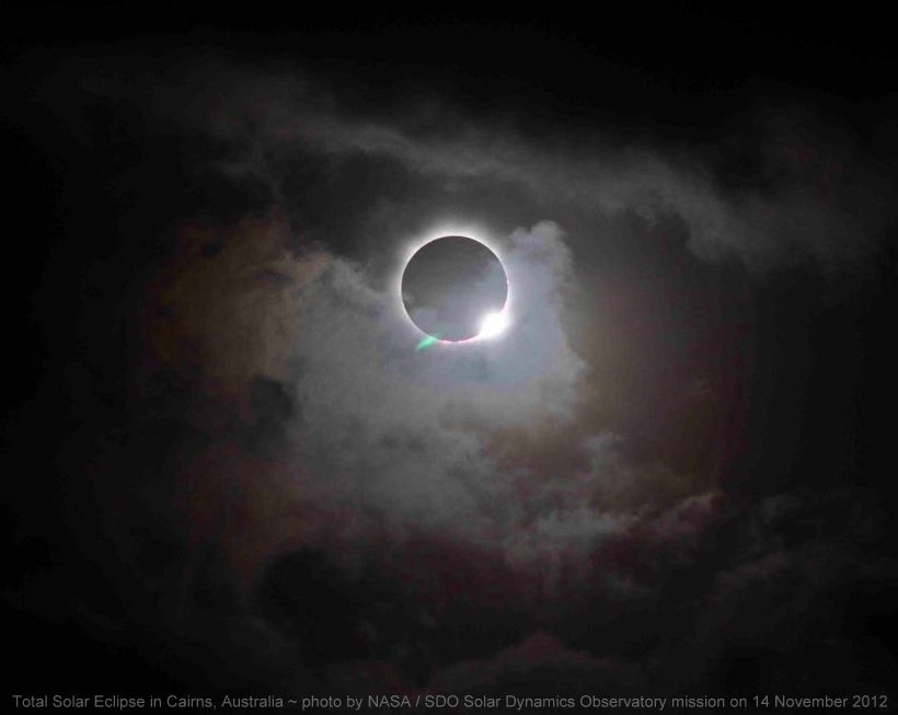 Total solar eclipse Cairns Australia 14th November 2012 Moon over Sun day to night sky photo by NASA SDO Solar Dynamics Observatory