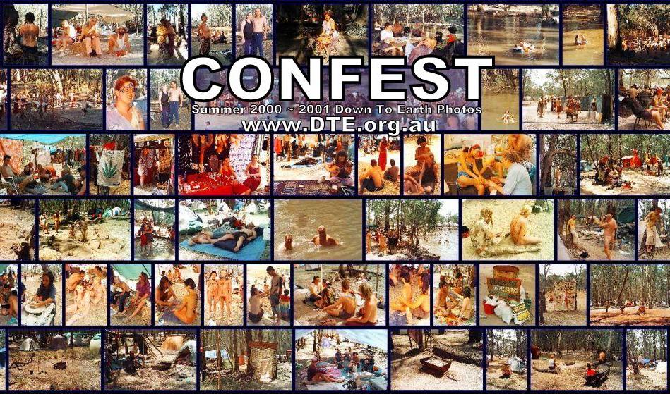 Confest Summer Down To Earth festival body painting meditation yoga massage naked mud baths skinny dipping tantra swimming nude people hippie photos