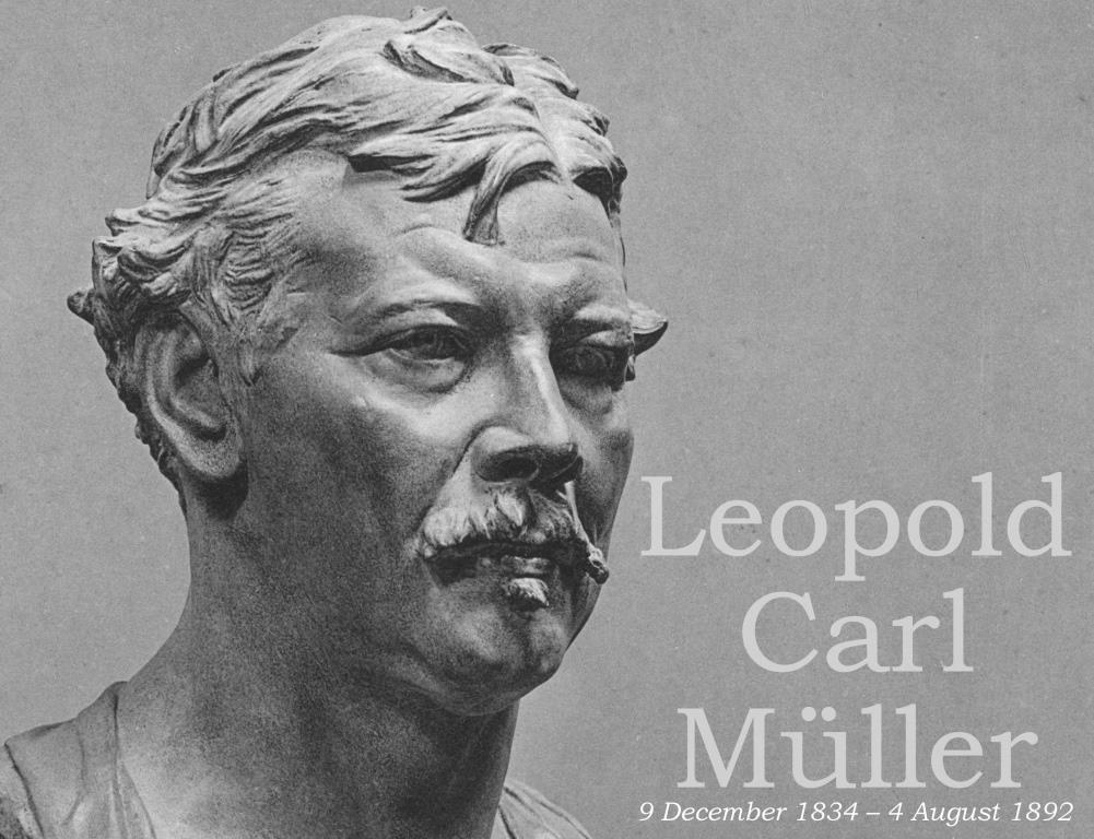 Sculpture bust of Leopold Carl Müller Austrian artist statue created by Victor Tilgner photo by J. Löwy