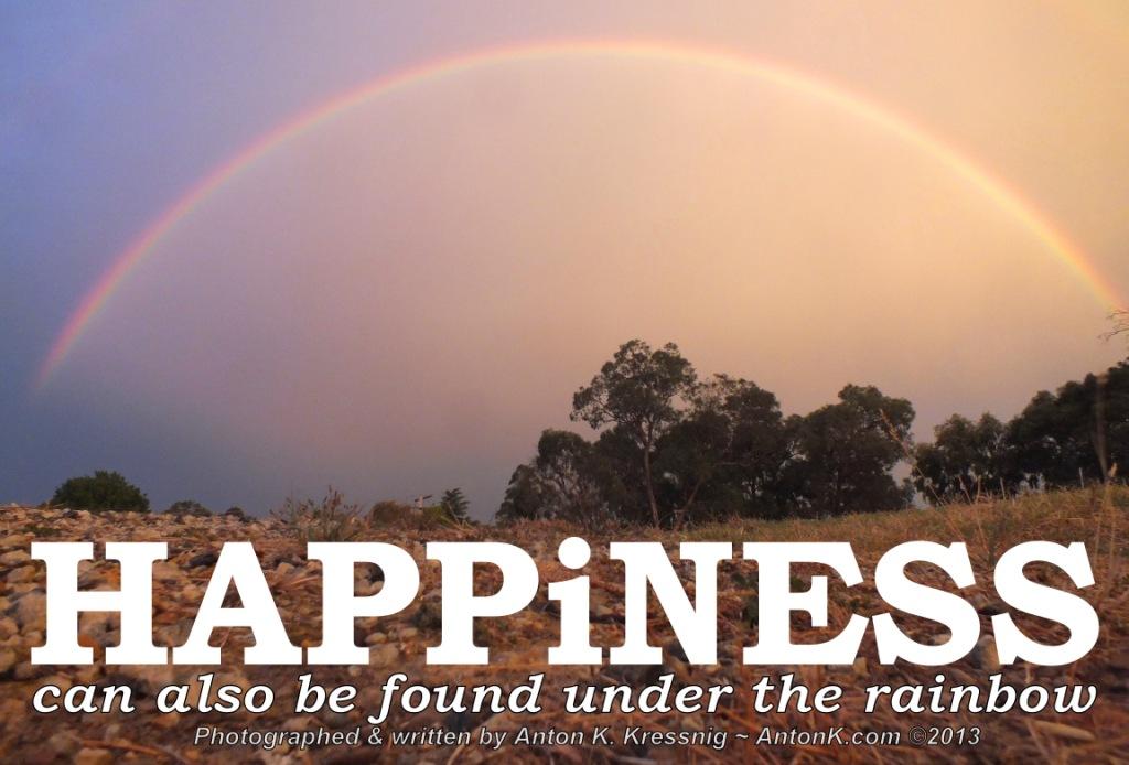 HAPPiNESS can also be found under the rainbow storm sunset sky trees Boronia Australia photo quote meme Anton K