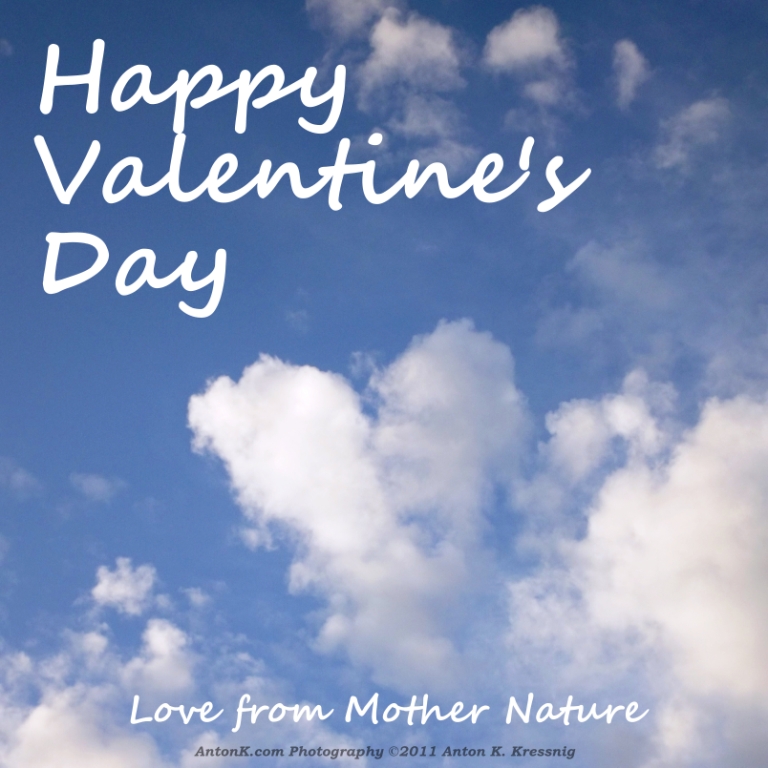 Happy Valentine's Day Love from Mother Nature cloud heart blue sky meme photo by Anton K