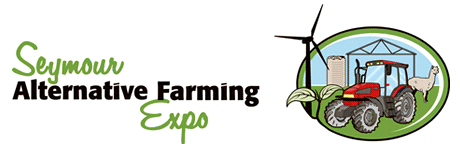 Seymour Alternative Farming Expo banner logo red tractors windmill alpaca