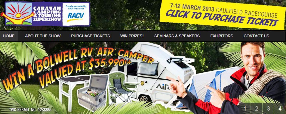 Caravan Camping & Touring Supershow website win Bolwell RV Camper equipment table chair Waeko esky