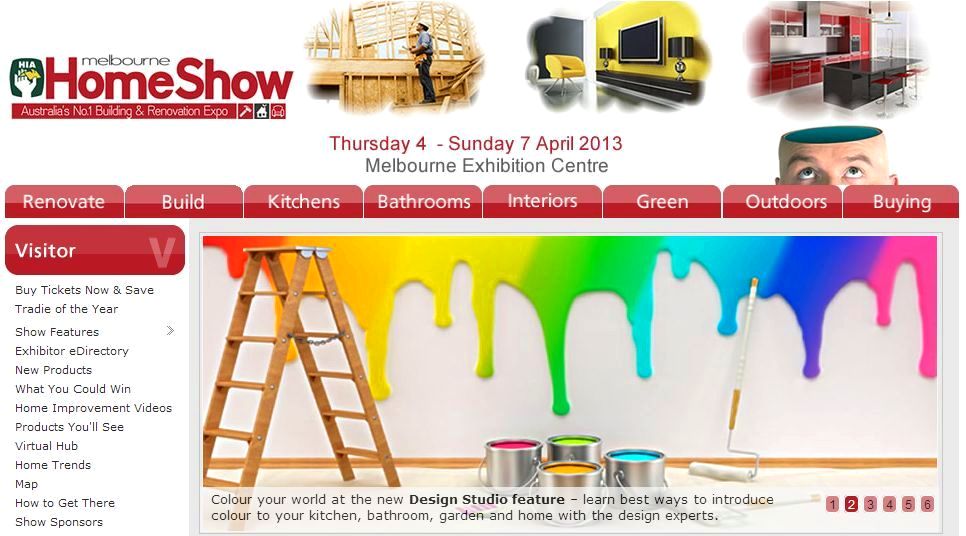 Melbourne Hia Home Show.com.au website building renovation expo paints painting colours ladder paint roller 2013