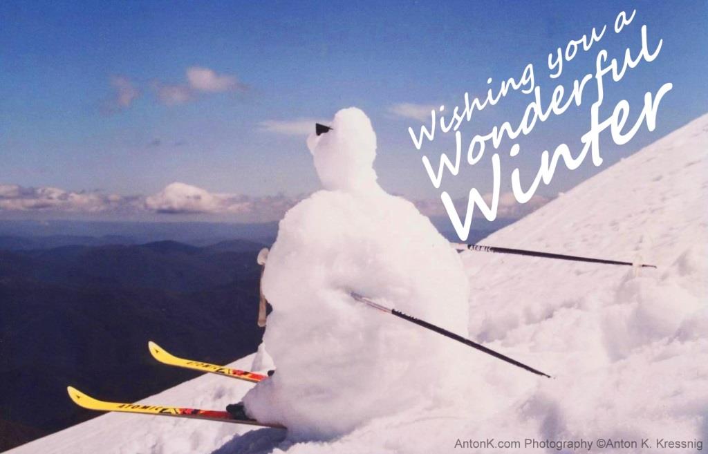 Wishing Wonderful Winter skiing snowman Summit MtBuller Atomic skis resort  Victoria Australian poles mountains Anton Kressnig