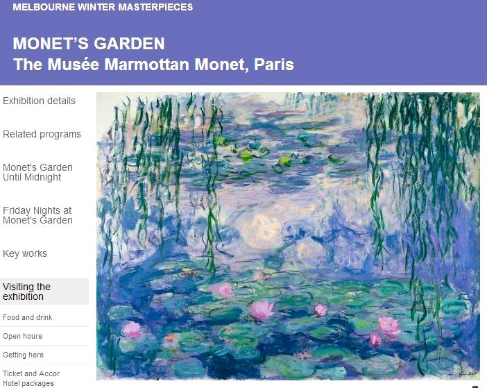 Claude Monets Garden Exhibition Musée Marmottan Monet Paris NGV National Gallery Victoria Melbourne 2013 purple water lillies plants painting