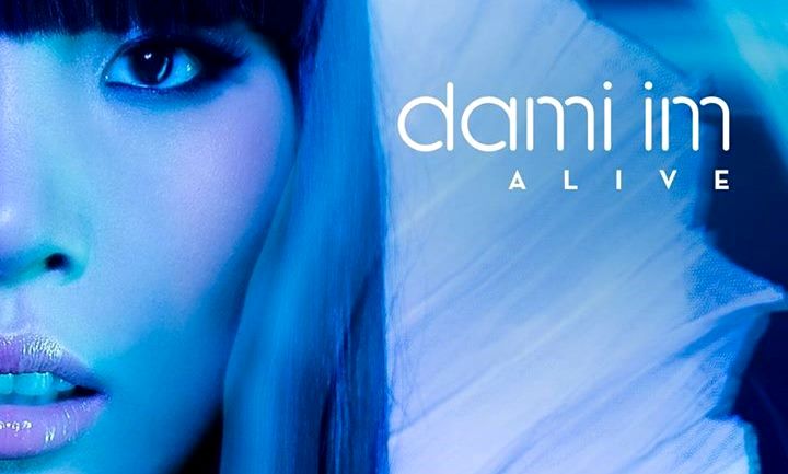 Dami im Alive song album cover Korean Asian girl face blue makeup Kpop music singer crop