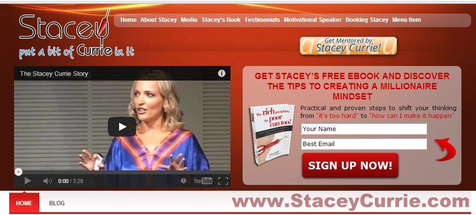 StaceyCurrie.com official website home page self-help motivational inspirational free eBook blonde hair lady motivator youtube video