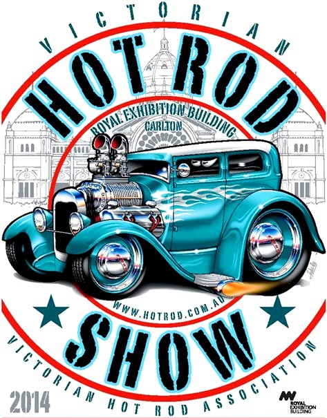 Victorian Hot Rod car Show 2014 Royal Exhibition Building association customized cars automotive vehicle logo artwork poster