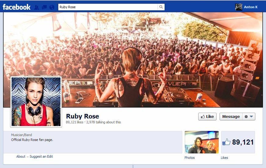 1Ruby Rose official Facebook fan page DJ music gig crowd fans like headphones tattoos cover photo April 2013